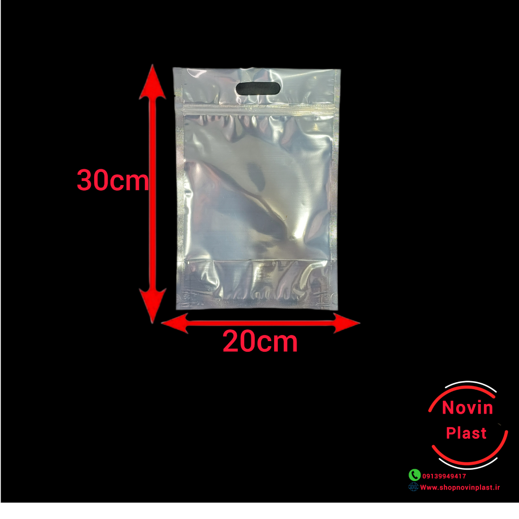 پاکت متالایز نقره ای 30در20(پک10عددی)
