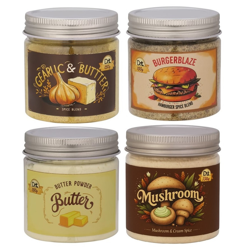 ادویه همبرگر، قارچ و کره، پودر کره، سیر و کره دکترتی - 600 گرم بسته 4 عددی