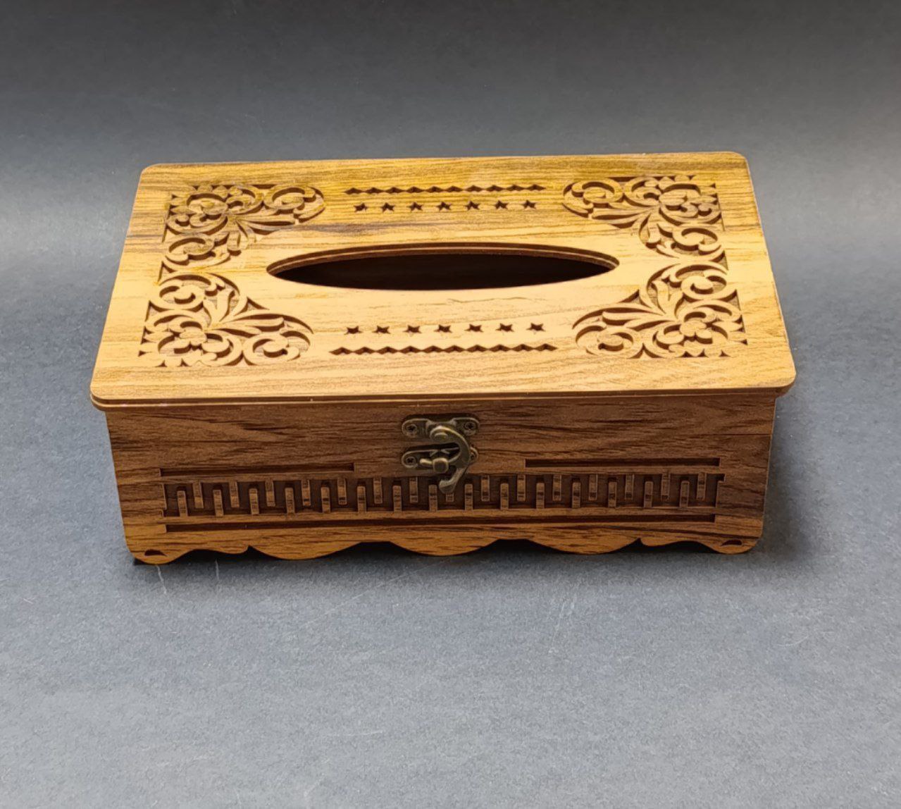 جای دستمال کاغذی چوبی معرق (پست پیشتاز پس کرایه)