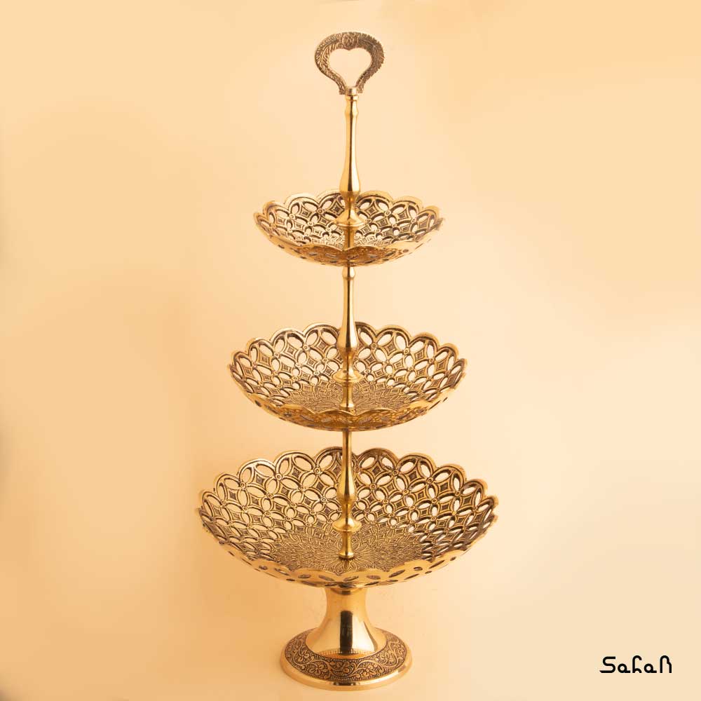 میوه خوری برنجی آنتیک سه طبقه مدل شیما