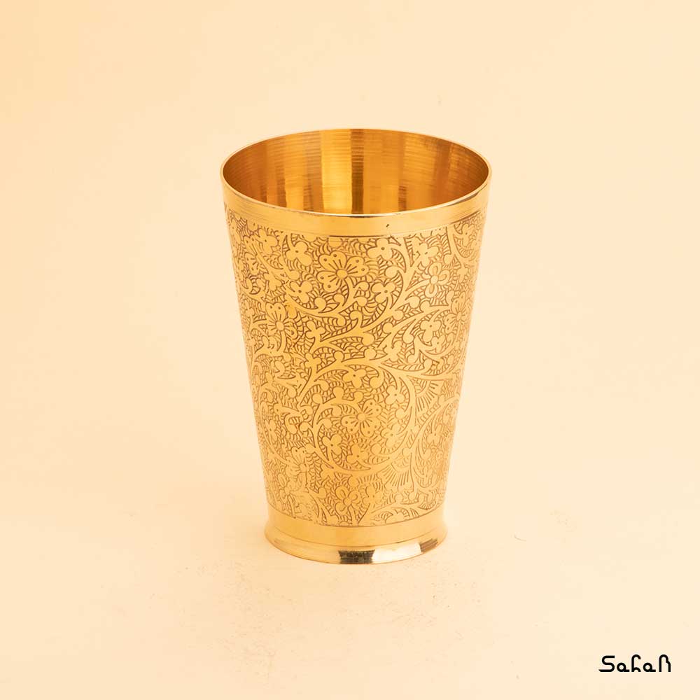 لیوان برنجی طلایی مدل یاسمن