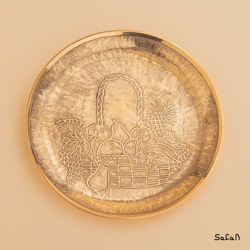 بشقاب برنجی دیوارکوب هندی مدل ارکیده