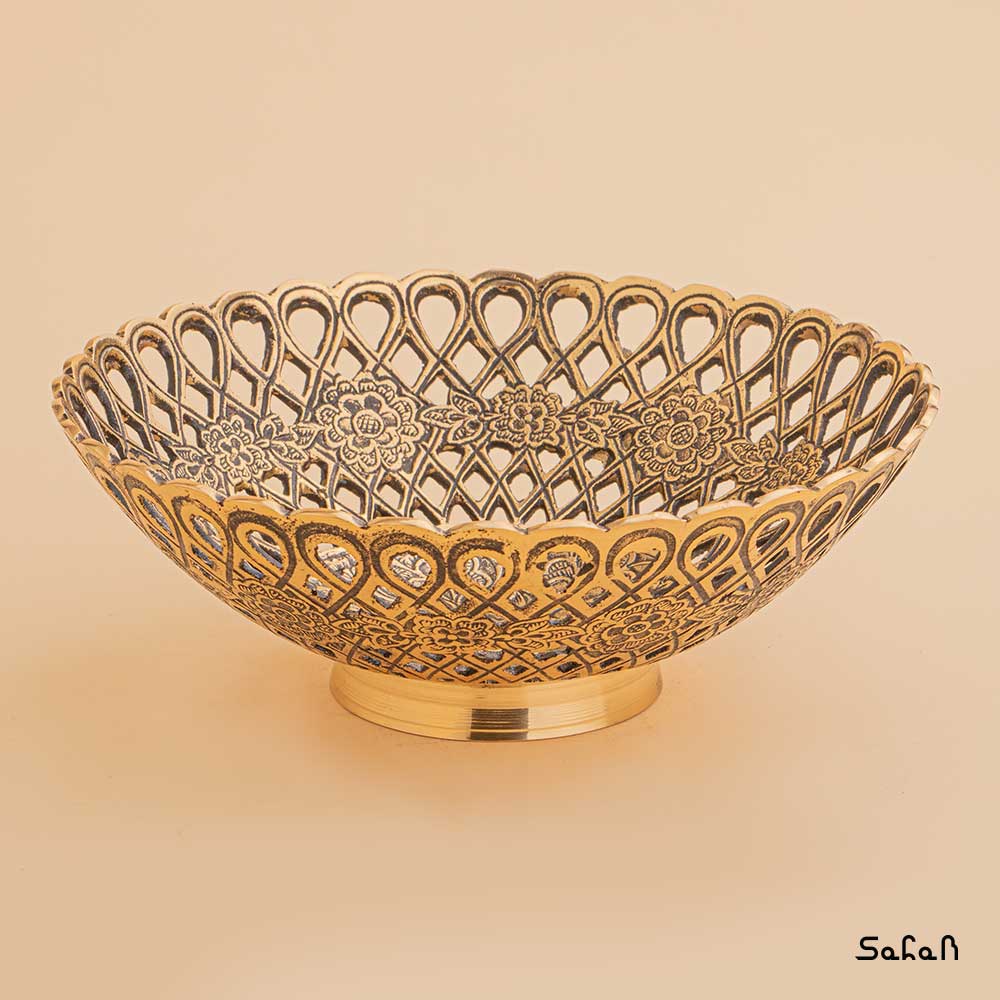 میوه خوری برنجی مشبک آنتیک مدل ونوس