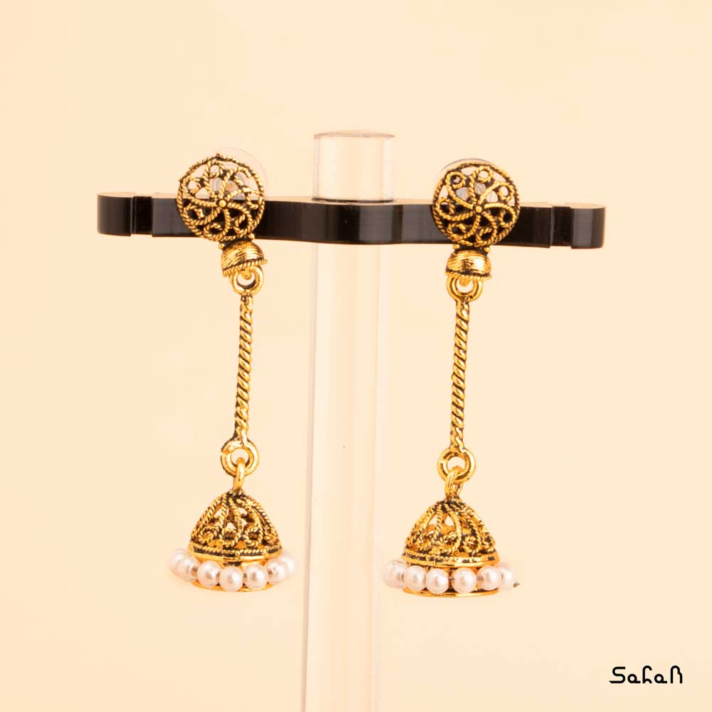 گوشواره مرواریدی هندی طلایی