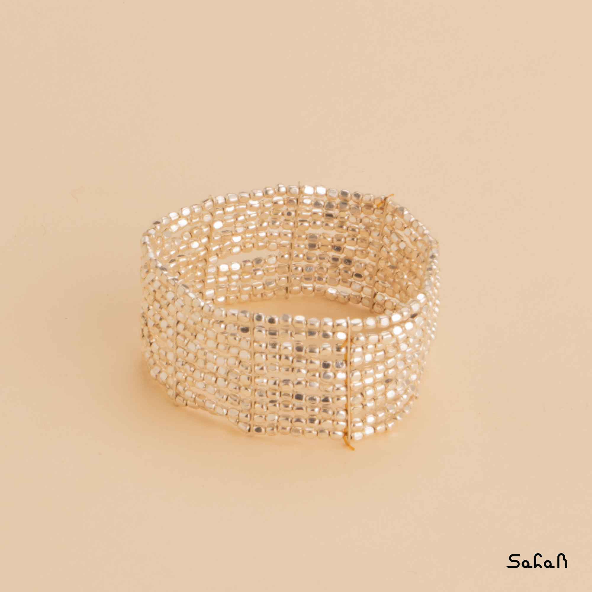 دستبند چند رج کشی نقره ای