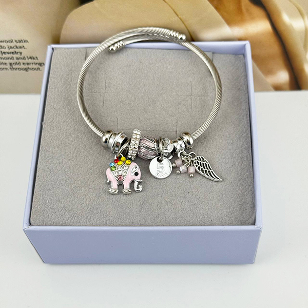دستبند پاندورا فیل کیوت صورتی دخترانه کد 10614