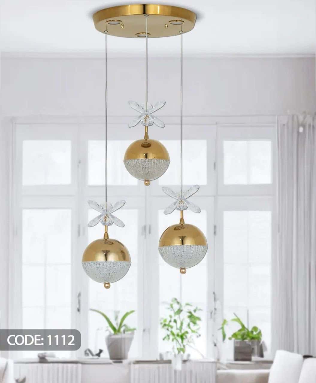 لوستر آویز SMD سه حالته سه شعله توپی مدل 1112 نیک لایت (پس کرایه)