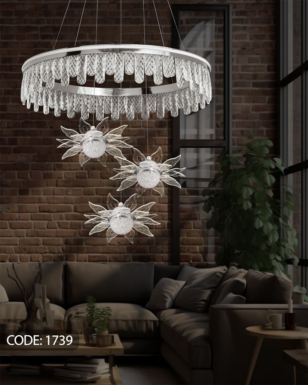 لوستر مدرن SMD سه حالته نیک لایت مدل 1739 (پس کرایه)