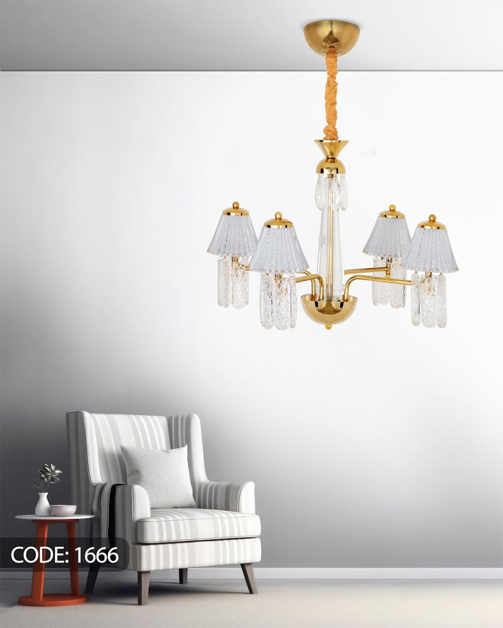 لوستر آویز 4 شعله SMD سه حالته نیک لایت 1666 (پس کرایه)