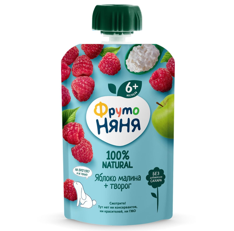 پوره میوه با طعم سیب،تمشک و ماست