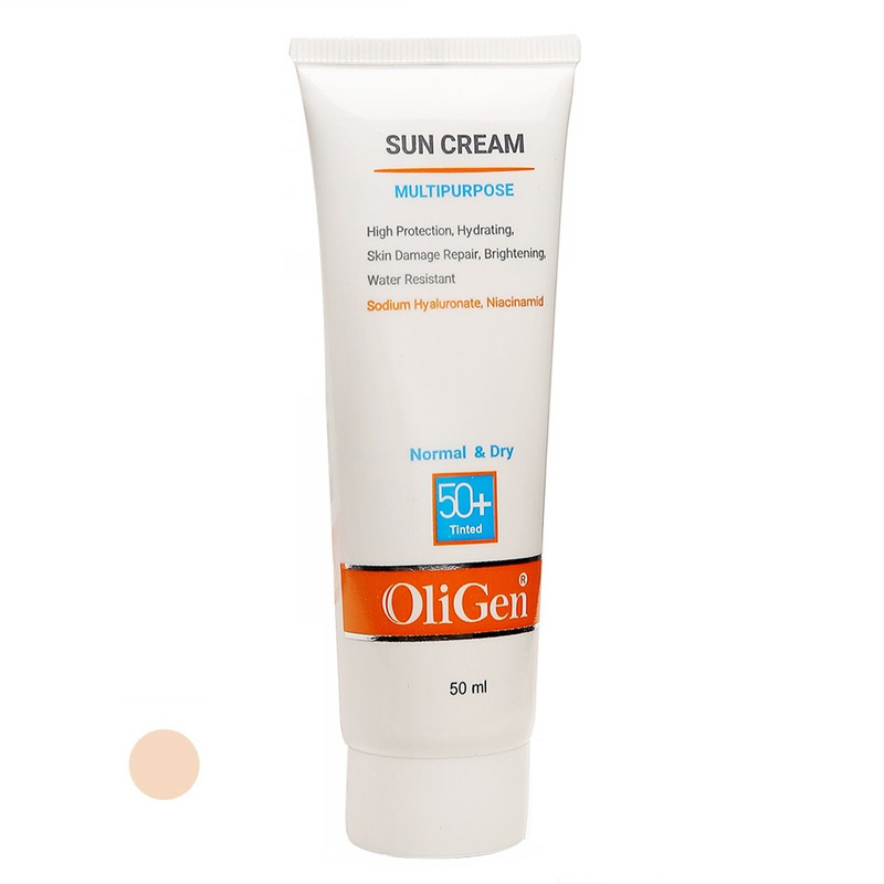 کرم ضد آفتاب رنگی الی ژن SPF 50 مدل LTD مناسب پوستهای معمولی و خشک حجم 50 میلیلیتر