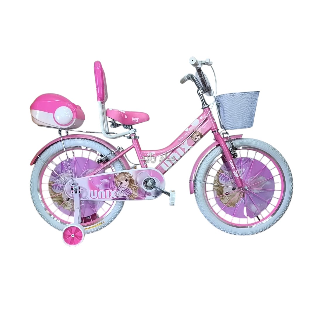 دوچرخه سایز 20 صورتی روشن درجه یک سبد فلزی UNIX مدل 1