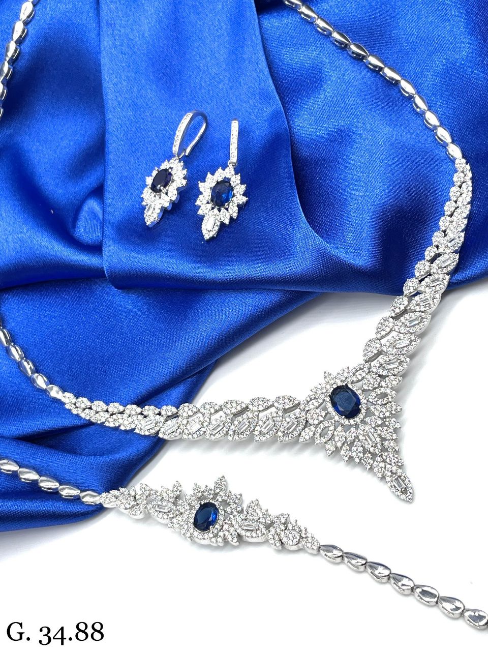سرویس نقره زنانه | مجلسی | نگین آبی کد SWS35
