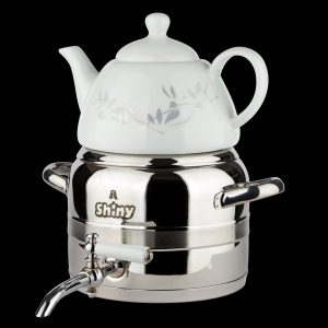 ست کتری قوری 3 لیتری طرح ترکیهای شیر دار با کف چدن برند شاینی