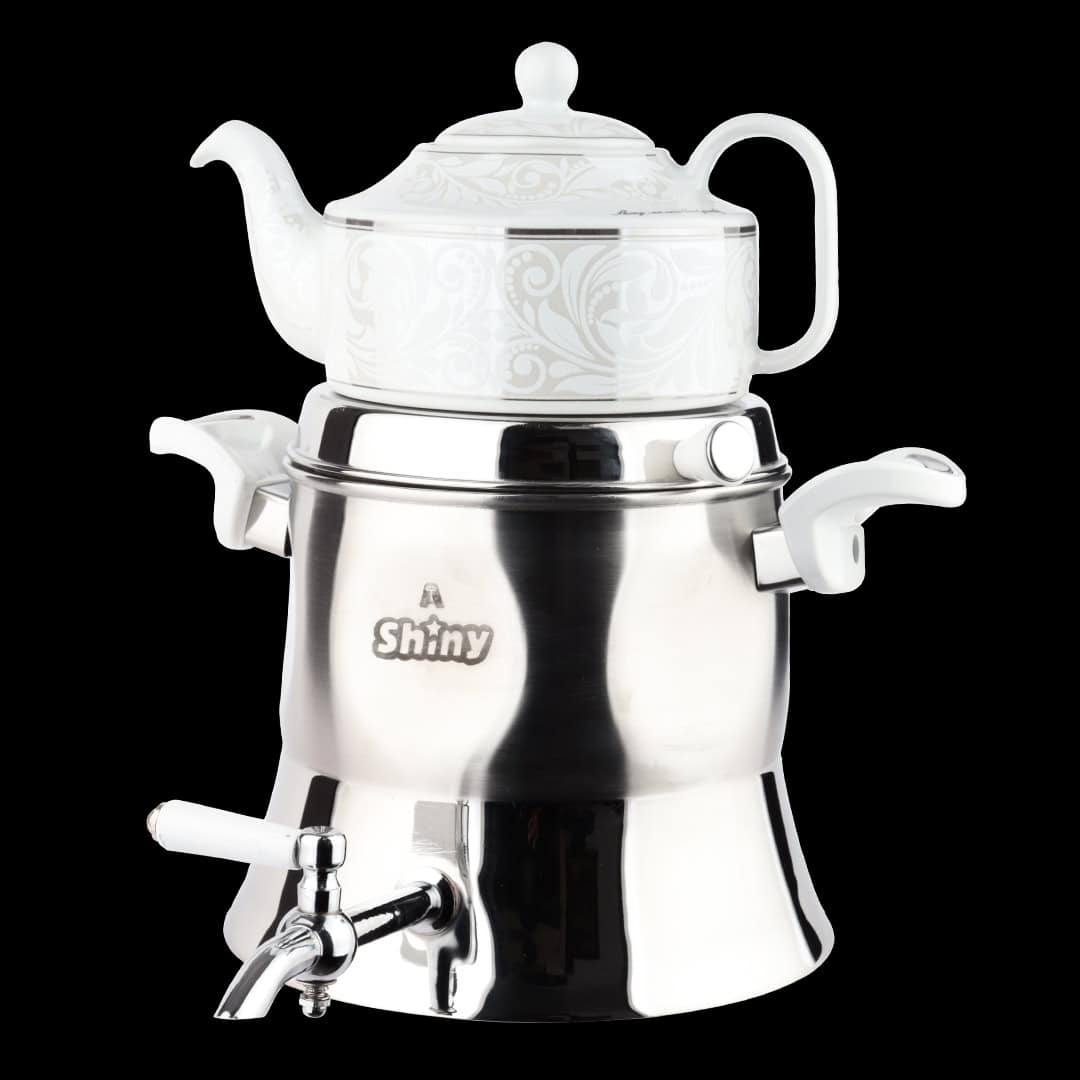 ست کتری قوری مدل آیلار 5/5 لیتر شیردار کف چدن برند شاینی