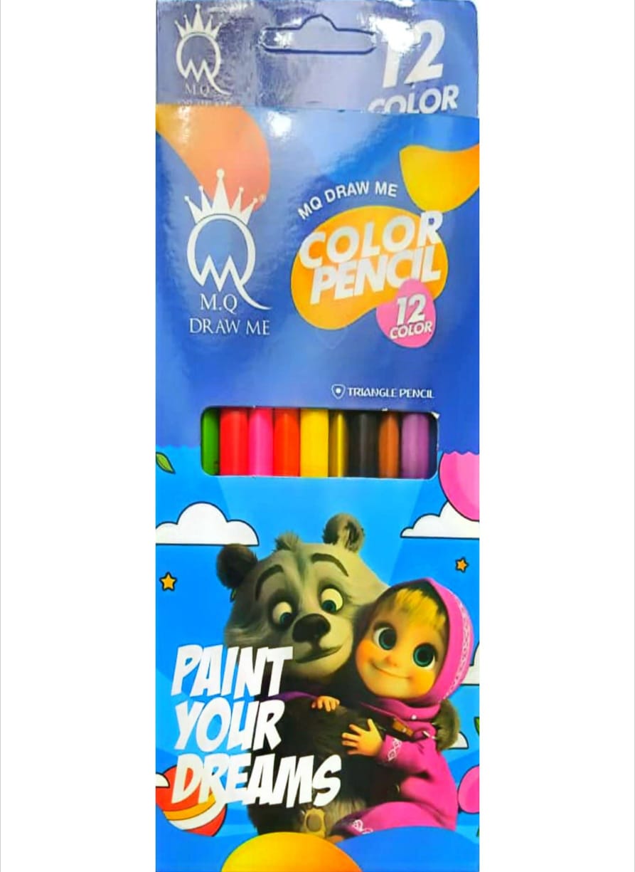 مداد رنگی 12 رنگ سه گوش ام کیو طرح ماشا و میشا