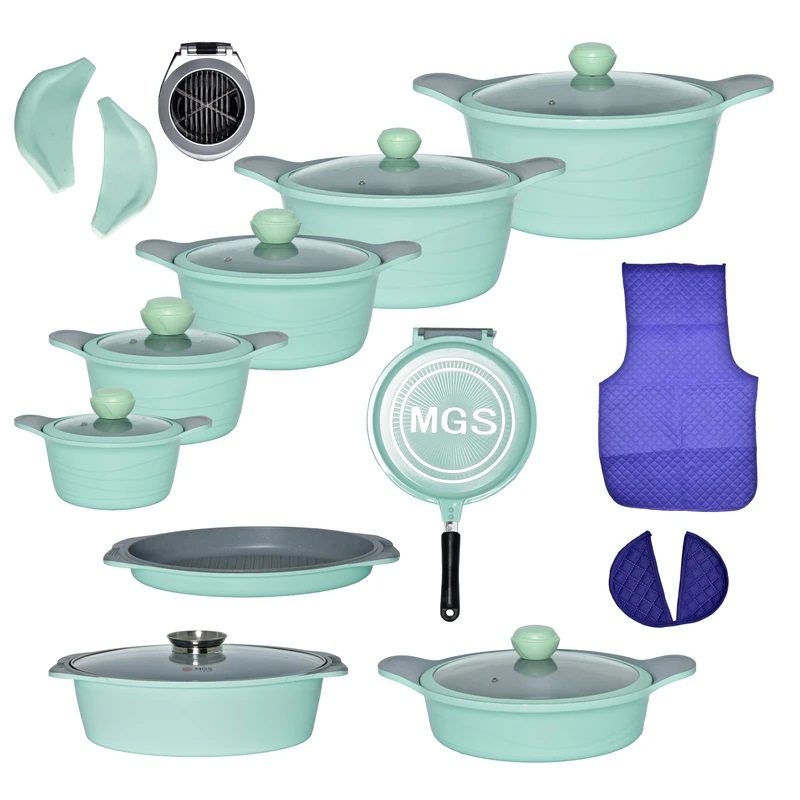 سرویس قابلمه 23 پارچه ام جی اس سبز مدل کره‌ای