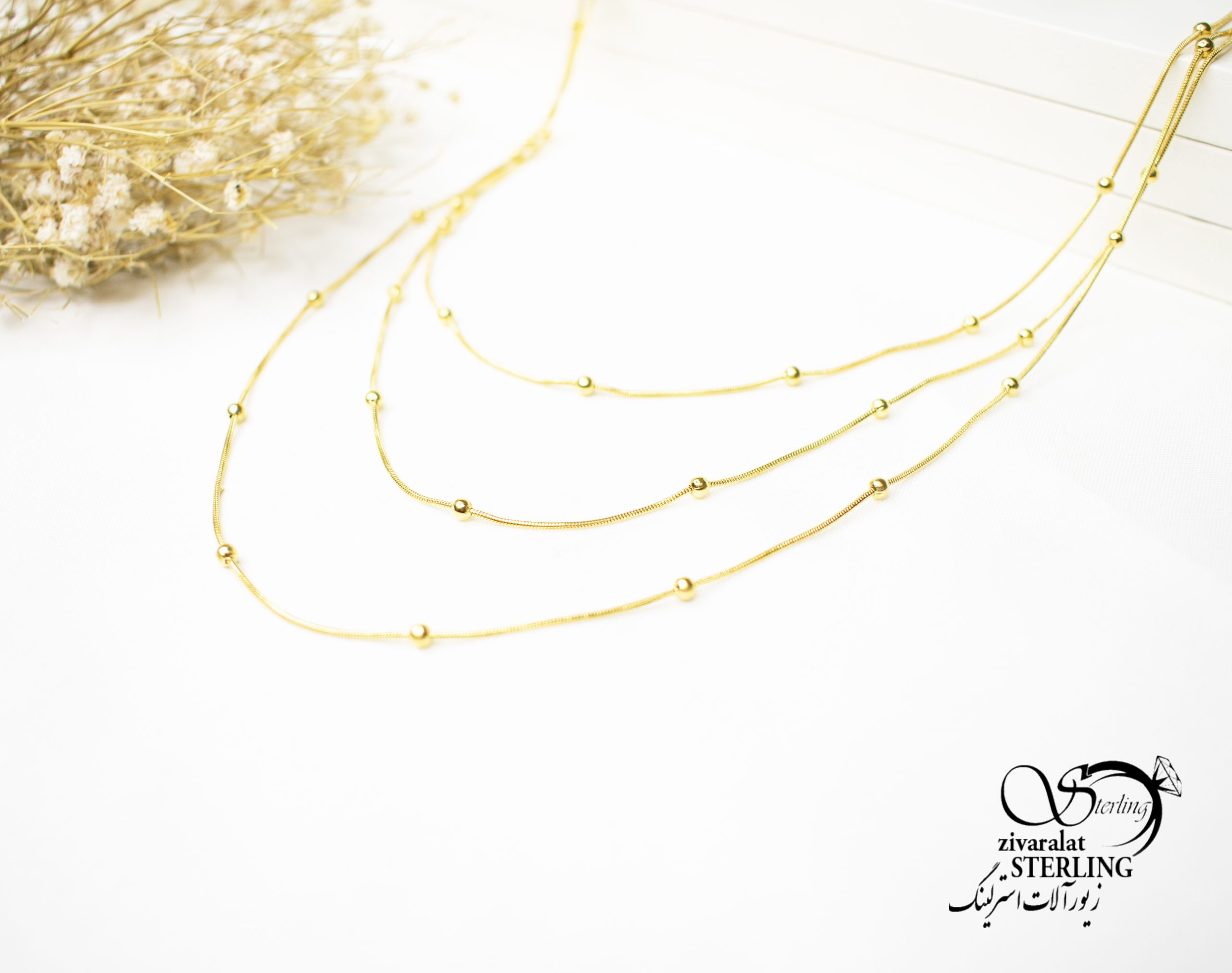 گردنبند زنانه استیل سه زنجیره کد 5744
