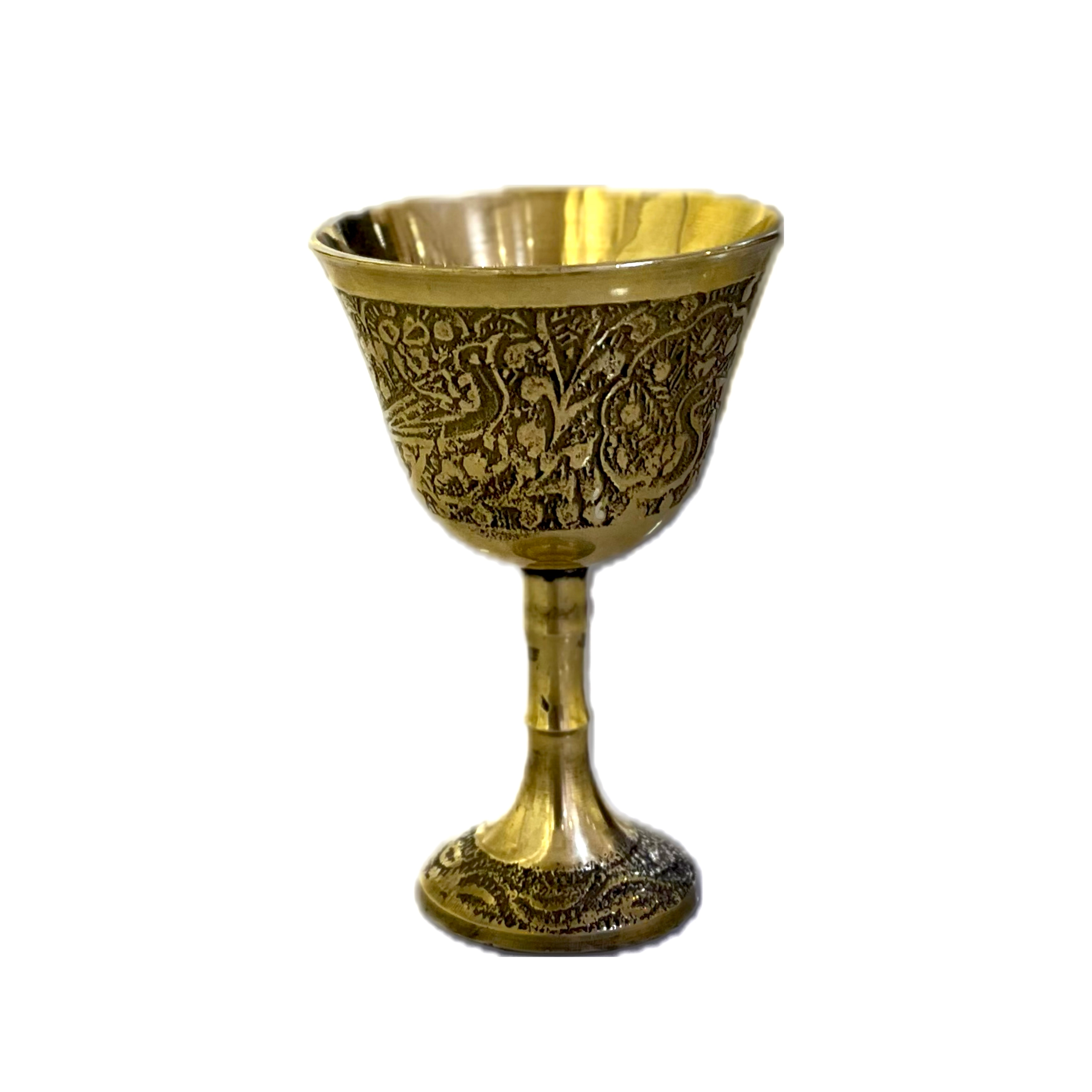 جام طرح طاووس  شیپوری سایز کوچک برنجی