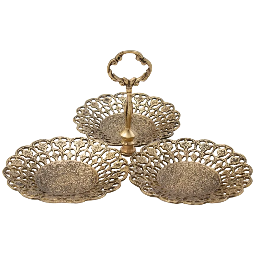 اردو خوری توری سه تایی بزرگ برنجی