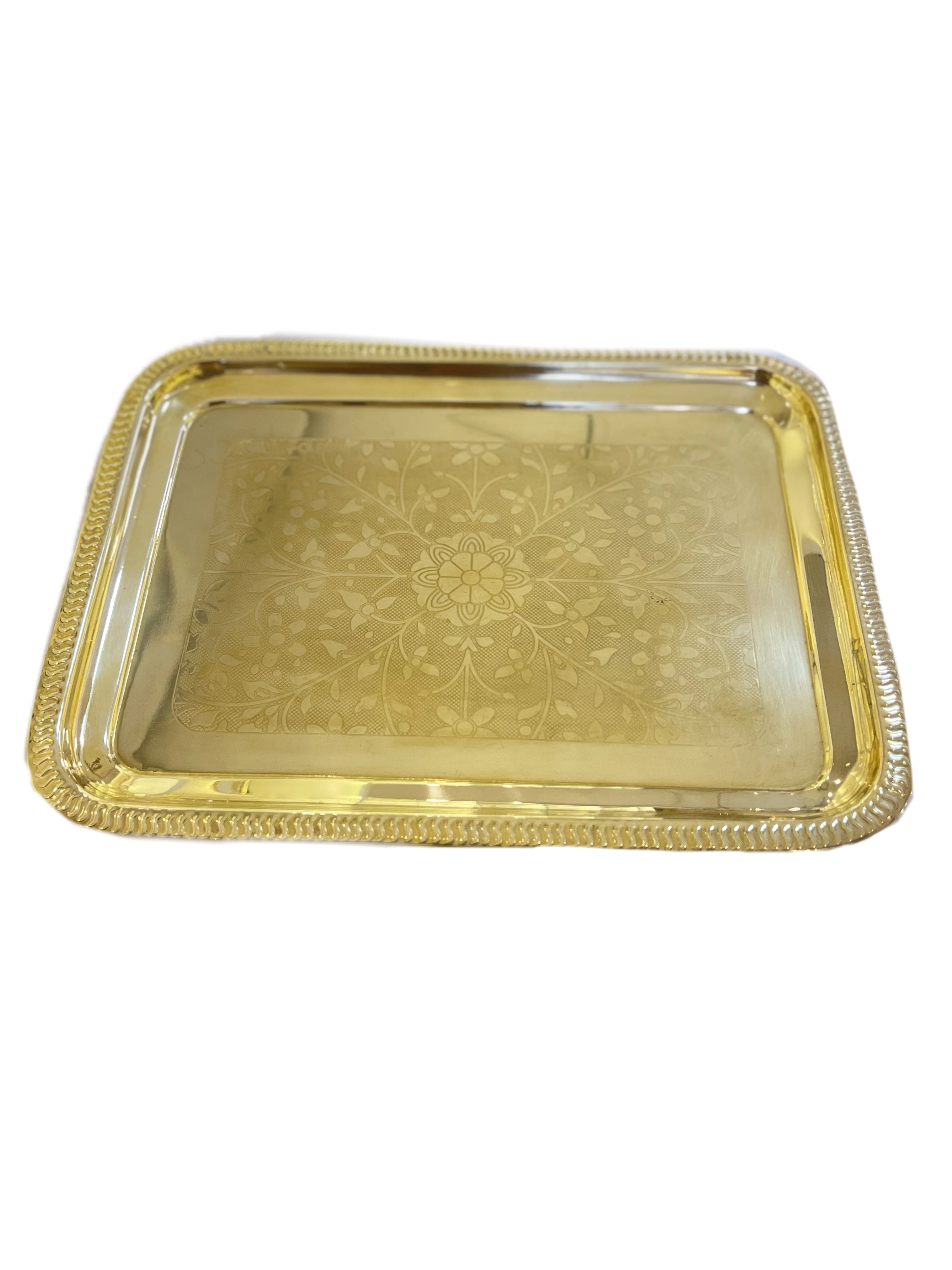 سینی مربع طلایی برنجی هندی 407