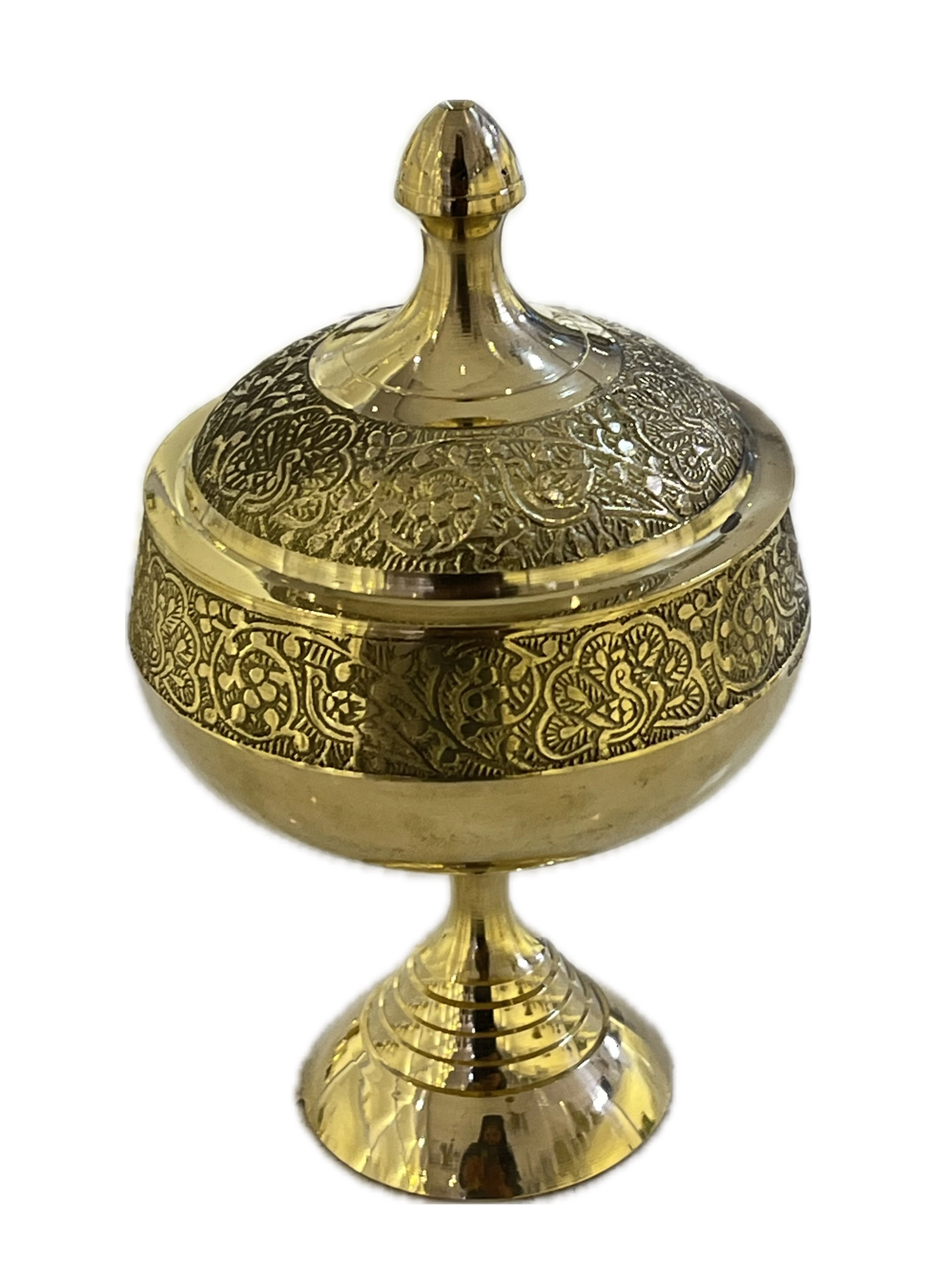 قندان رینگ پایه دار طرح طاووس برنجی هندی