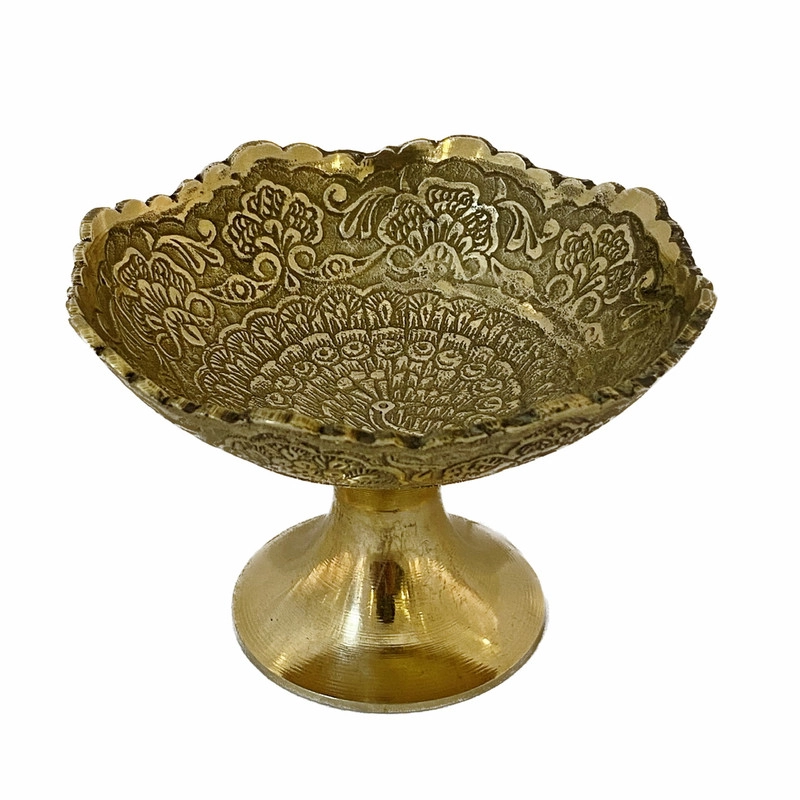 پیاله پایه دارلبه هشتی طاووس برنجی هندی