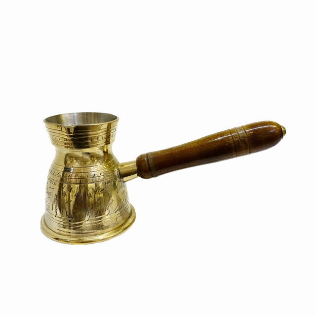 قهوه جوش قلم زنی بدون در 6 اینچ برنجی