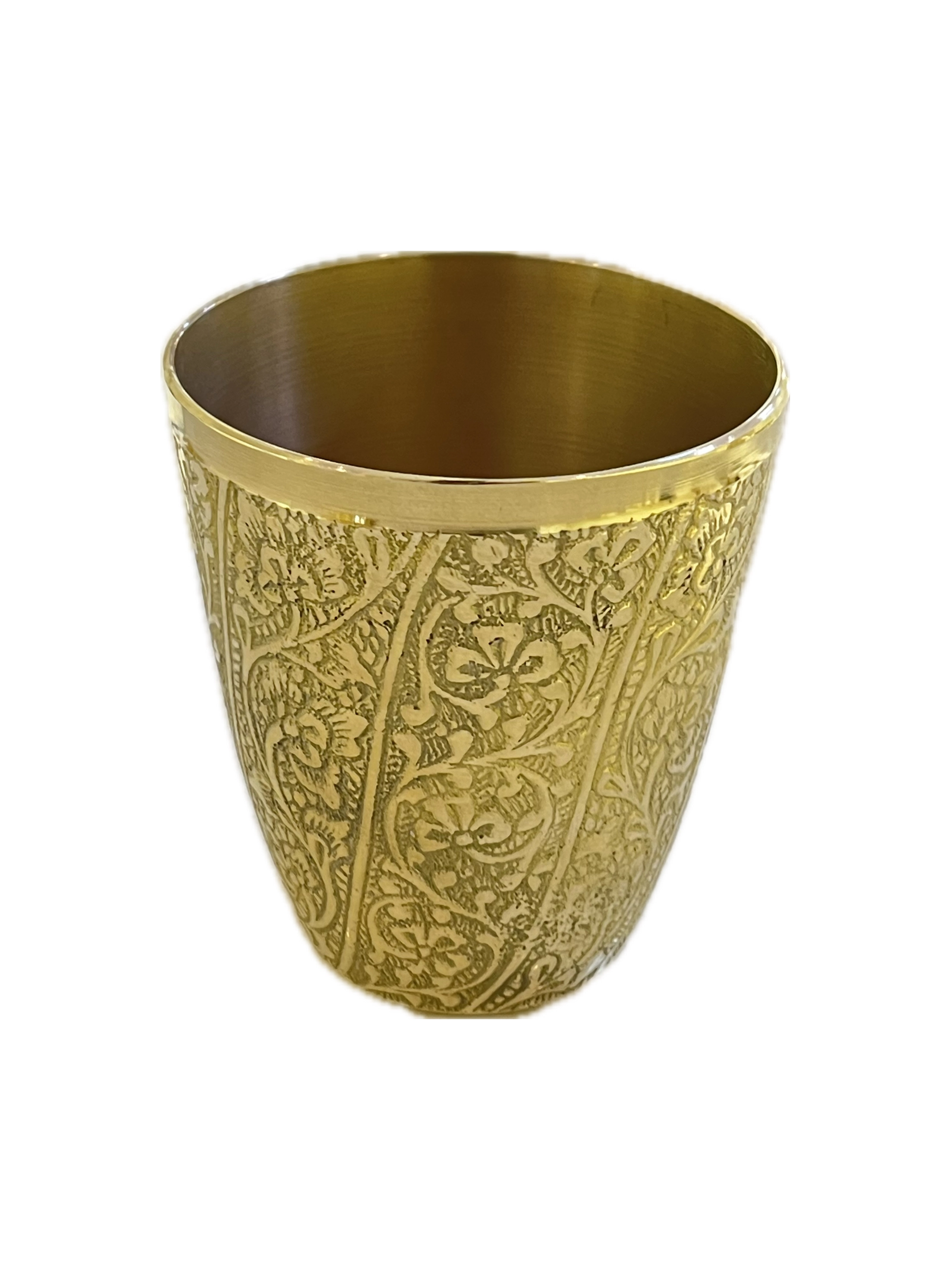 لیوان طرح گل راه دار برنجی هندی