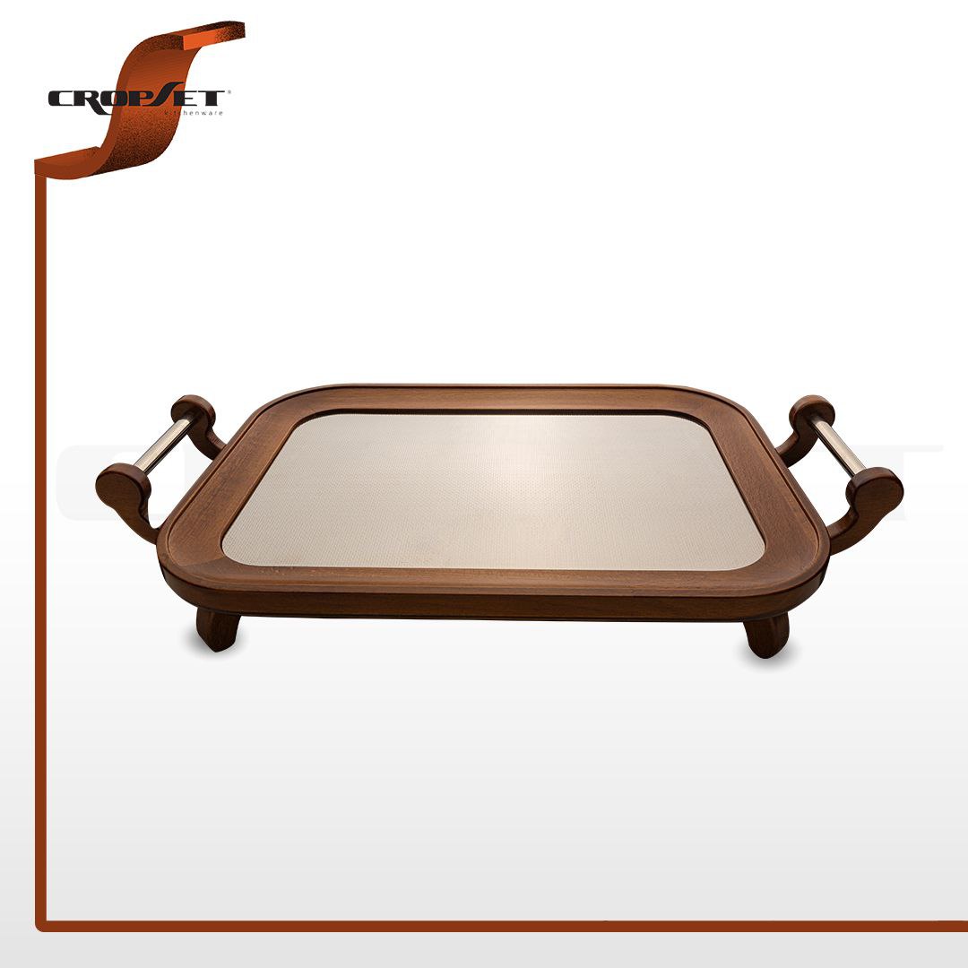 سینی کروپ ست نقره ای سایز بزرگ کد4002 استیل