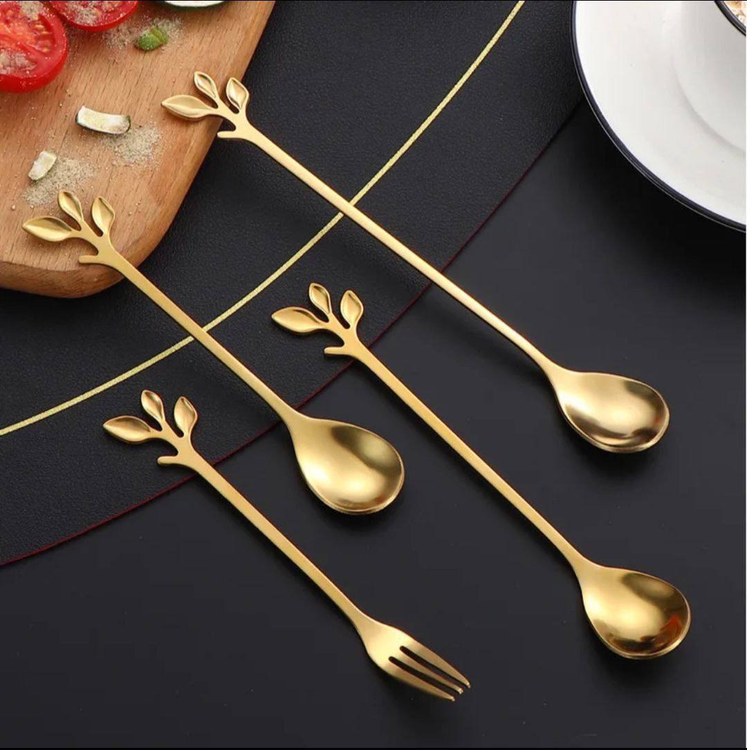 قاشق برگ طلایی bs627 (پست پیشتاز پس کرایه)
