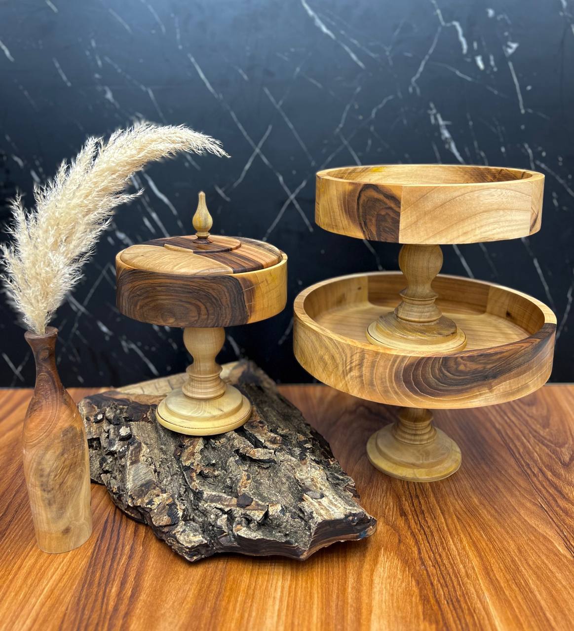 خانه و آشپزخانه پریلند - سرویس آبنوس چوب گردو (پست پیشتاز پس کرایه)