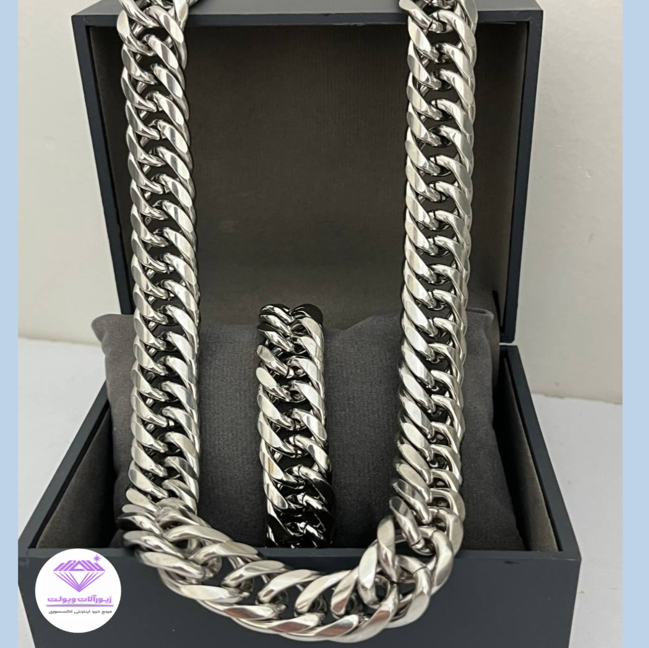 ست زنجیر و دستبند مردانه | کد 3027
