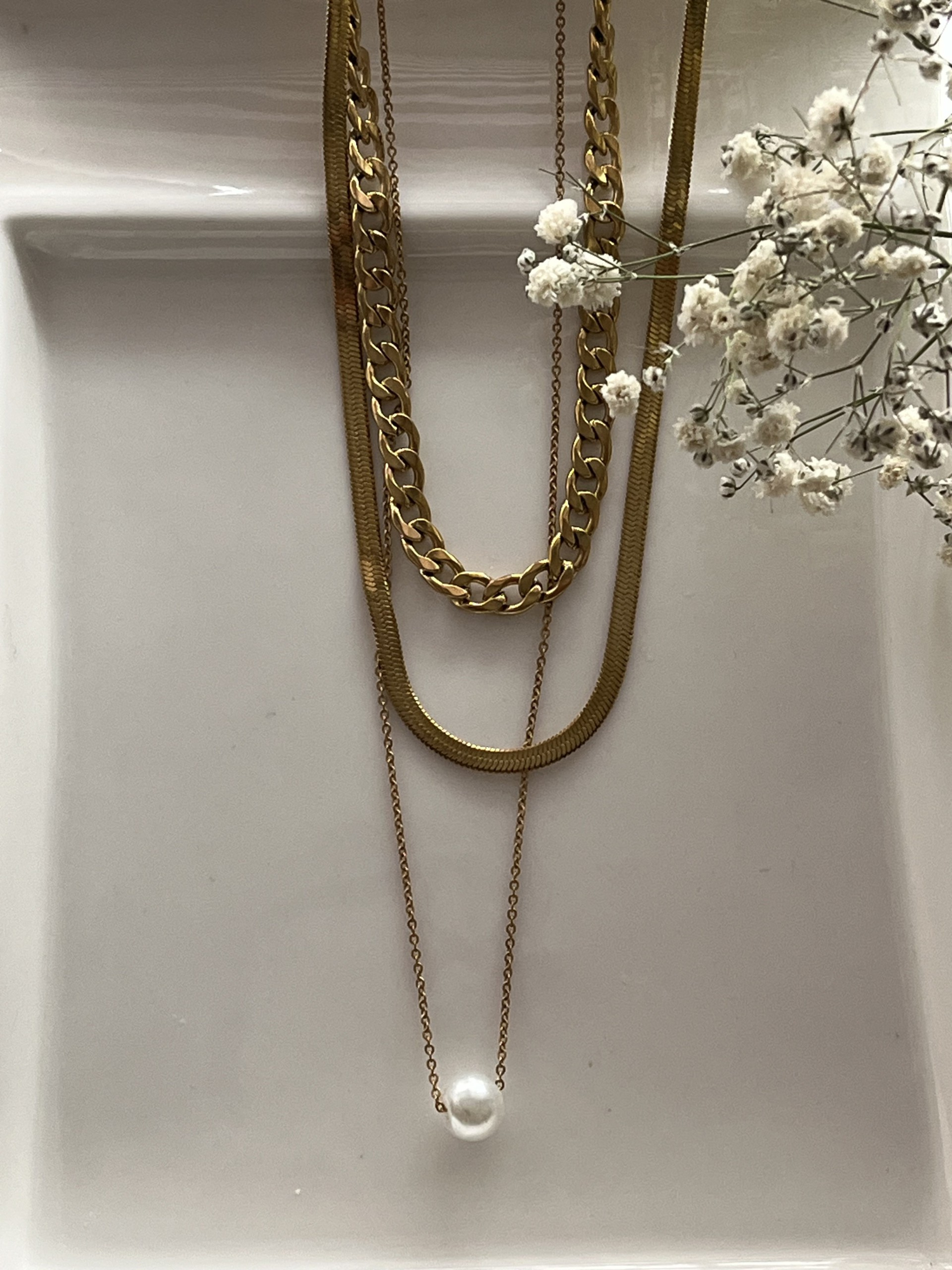 گردنبند زنجیری مدل 3تایی کد 2056