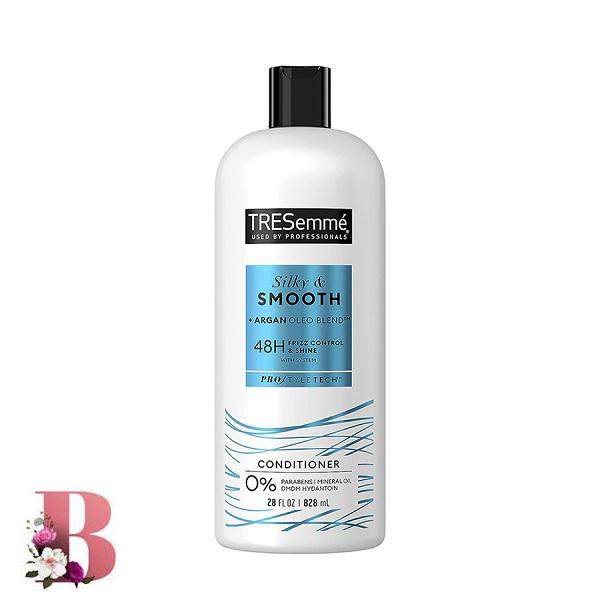 نرم کننده داخل حمام صاف و ابریشمی کننده و ضدوز ترزمه 828 میلی لیتر | TRESemme softness Smooth & Silky Anti Frizz Conditi