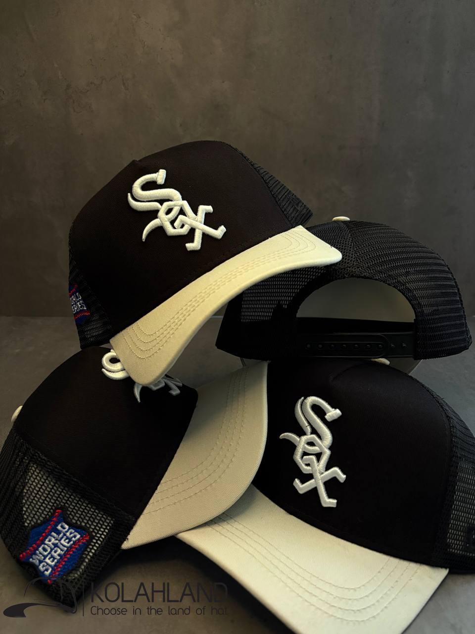 کلاه نقابدار پشت توری SOX مشکی کرم برند NEW ERA کد NE6