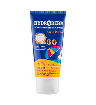 کرم ضد آفتاب بی رنگ هیدرودرم SPF30 مناسب کودک حجم 50 میلی لیتر