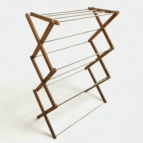 بند رخت چوبی استیل آکاردئونی تاشو