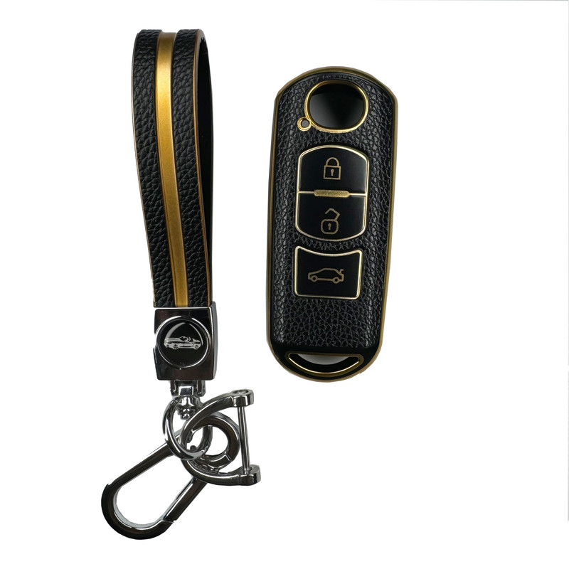 کاور ریموت و سوئیچ خودرو ام آر جی مدل 351  طرح چرمی مناسب برای 3 نیو به همراه جاسوئیچی