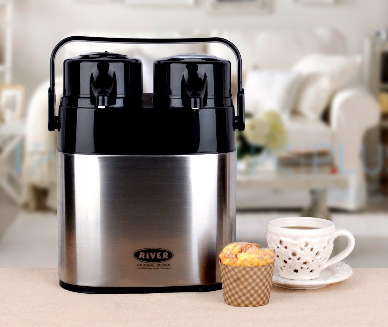 فلاسک استیل داخل شیشه دو قلو ریور کد8604