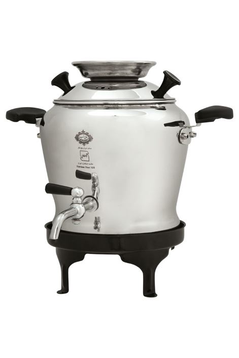 سماور روگازی عالی‌نسب  آبگینه - 5 لیتری – پایه دار- برنجی