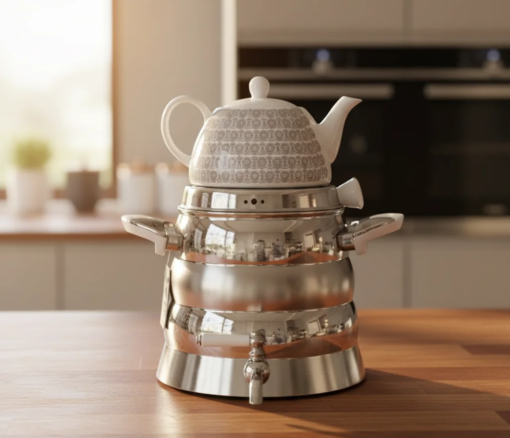 کتری قوری استیل قیطاسی کد 8875