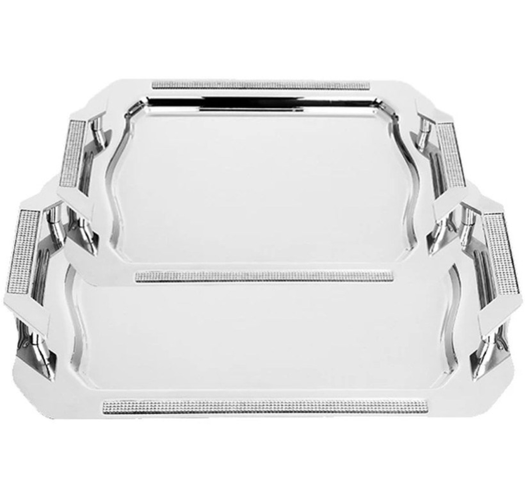 سینی پذیرایی دوتایی نگینی از برند KST مدل 817