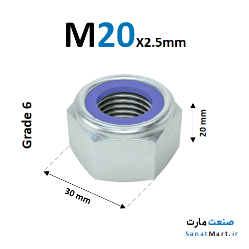 مهره کاسه نمدی قطر 20 کلاس 6