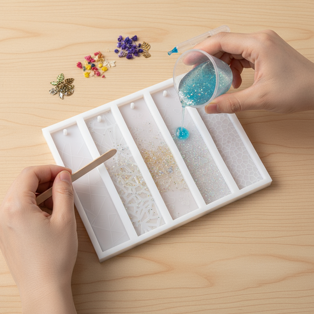 قالب رزین  اپوکسی مدل بوک مارک طرح دار 5تایی 