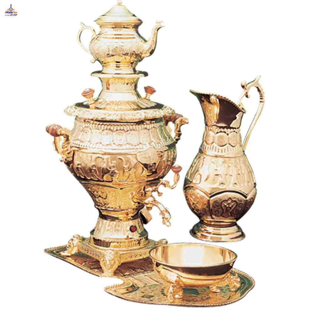 سماور برقی پلان مدل 6432 با روکش طلای 24 عیار و قلمکاری دستی