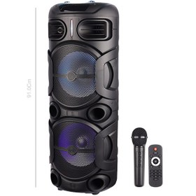 اسپیکر چمدانی بلوتوثی رم و فلش خور Sing-E ZQS-12208 + میکروفون و ریموت کنترل  پس کرایه