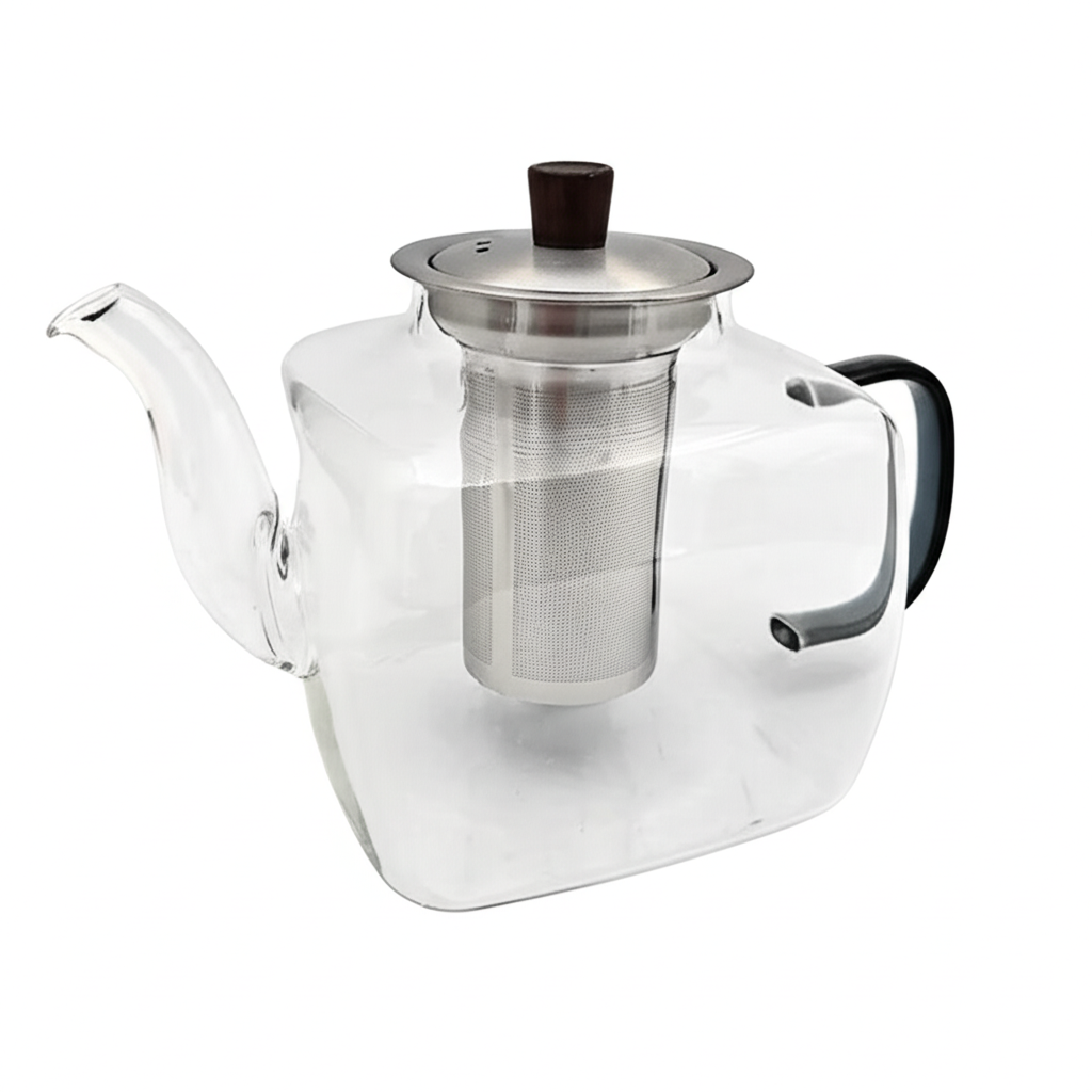 قوری پیرکس درب استیل مربع دسته طوسی کد کالا: 66219 (پس کرایه)