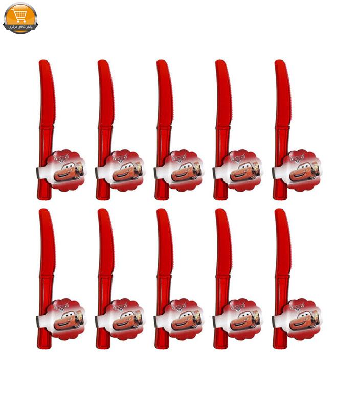 چاقو یکبار مصرف مدل تم تولد ماشین ها مجموعه 10 عددی