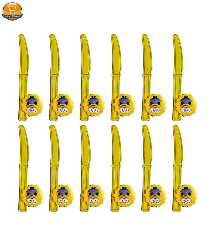 چاقو یکبار مصرف مدل تم تولد مینیون مجموعه 12 عددی
